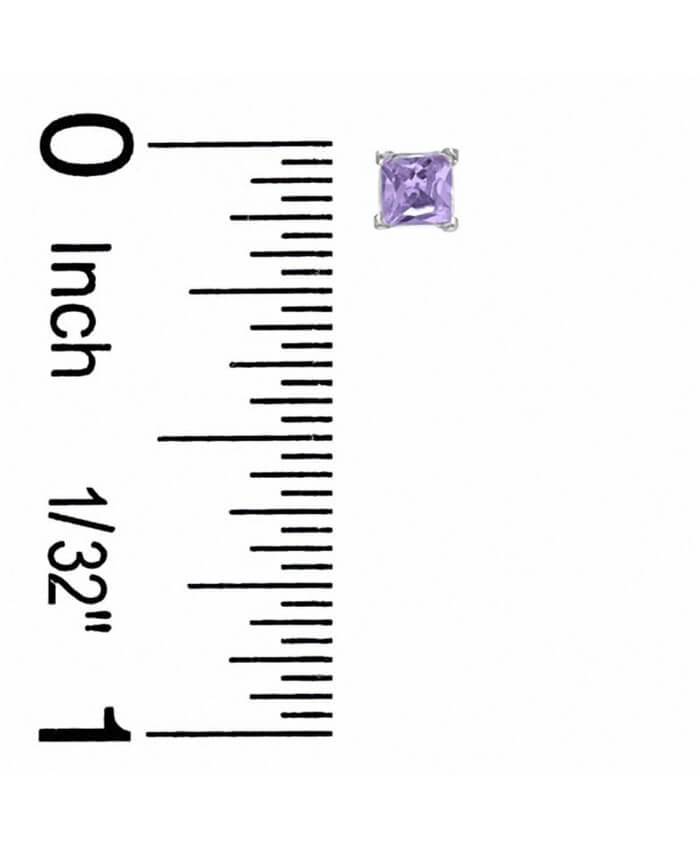 Child's 3mm Princess-Cut Cubic Zirconia Stud Earrings Set in Sterling Silver